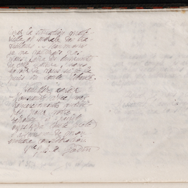 Marie Moret au directeur du Musée social, 20 septembre 1897