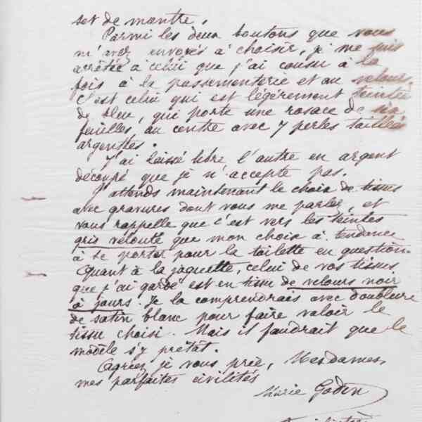 Marie Moret à Piat sœurs, 13 mars 1887