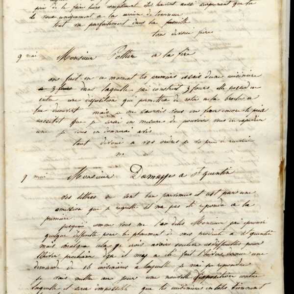 Jean-Baptiste André Godin à monsieur Pottier, 9 mai [1846]