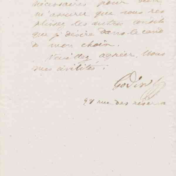 Jean-Baptiste André Godin à monsieur Dardenne, 25 janvier 1874