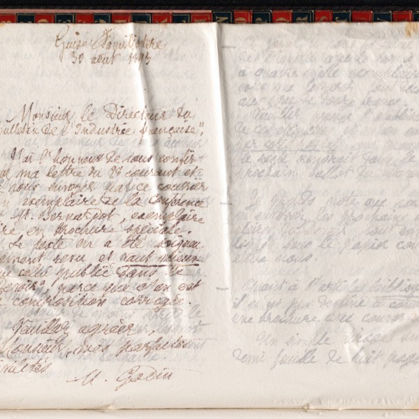 Marie Moret au directeur du Bulletin de l'industrie française, 30 août 1893