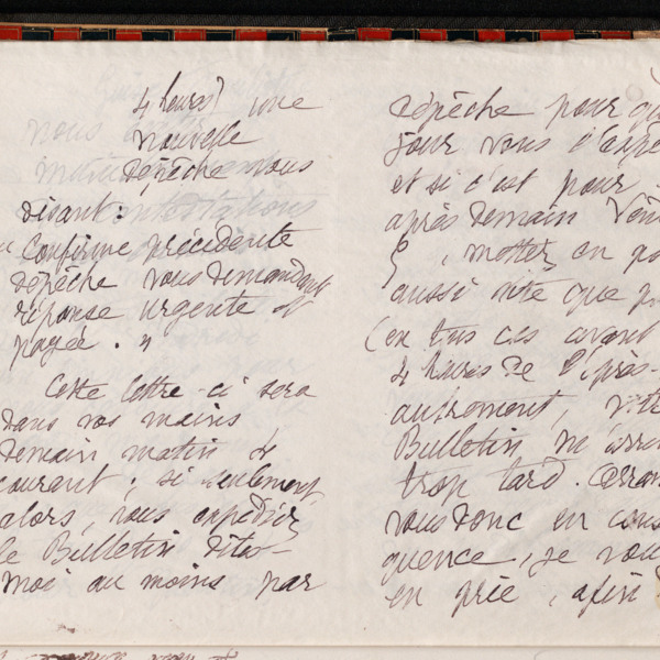 Marie Moret au chef de l'agence de Paris de la Compagnie internationale des wagons-lits, 3 novembre 1897