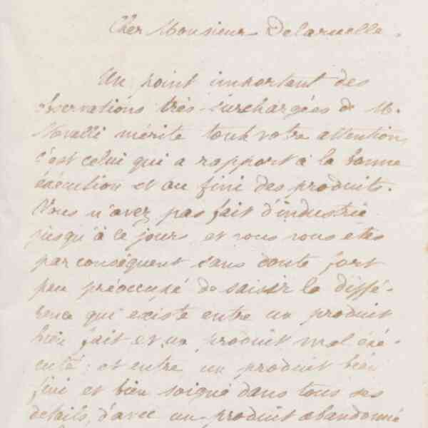 Jean-Baptiste André Godin à monsieur Delaruelle, 7 décembre 1873