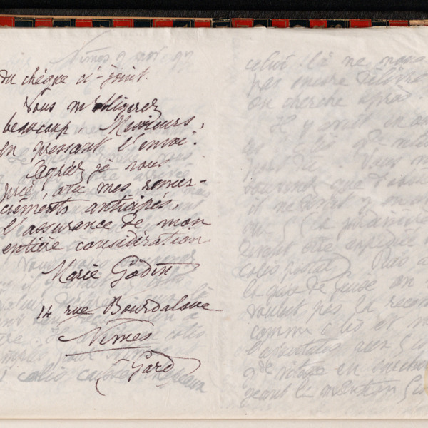 Marie Moret à Fumouze frères, 7 novembre 1897