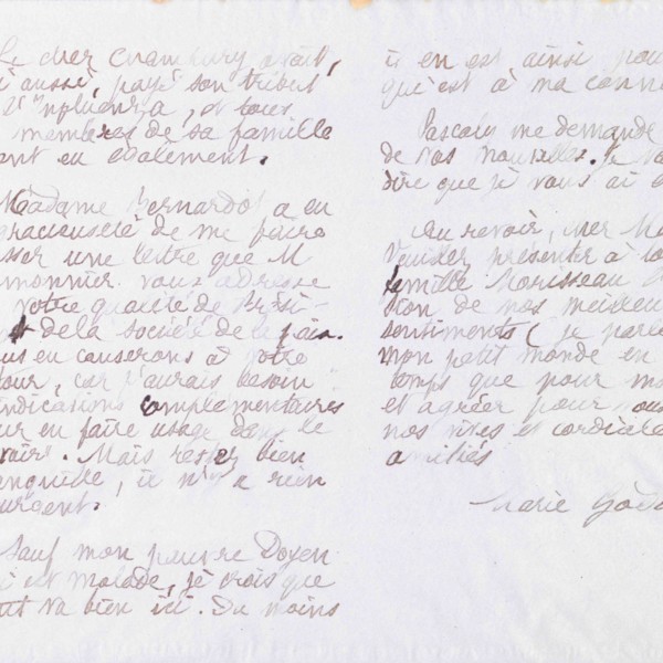 Marie Moret à François Bernardot, 10 février 1890
