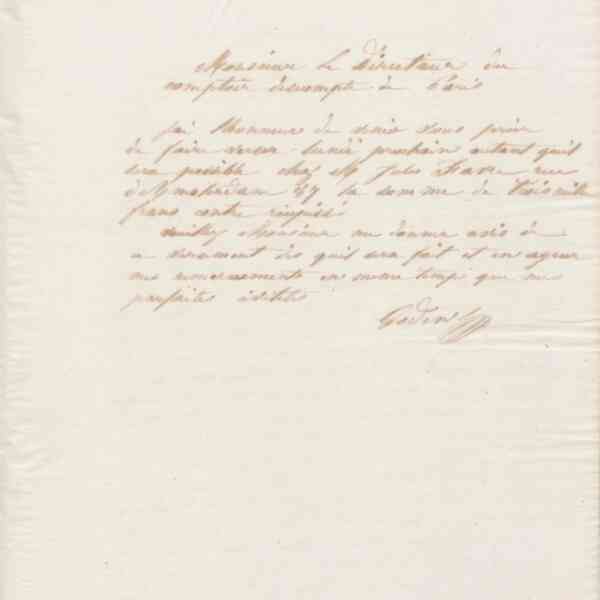 Jean-Baptiste André Godin au directeur du Comptoir d&#039;escompte de Paris, 30 janvier 1864