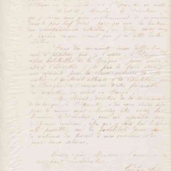 Jean-Baptiste André Godin au directeur de la Banque de France à Tours, 4 octobre 1870