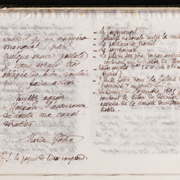 Marie Moret au directeur du Musée social, 27 mai 1896