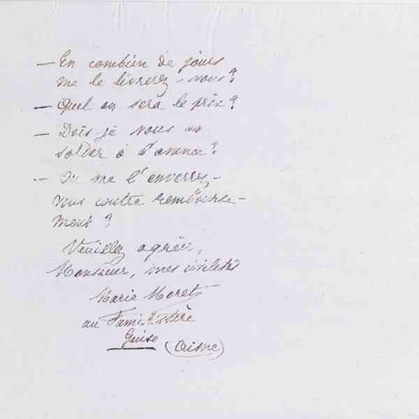 Marie Moret à Marc Gueyton, 8 avril 1885