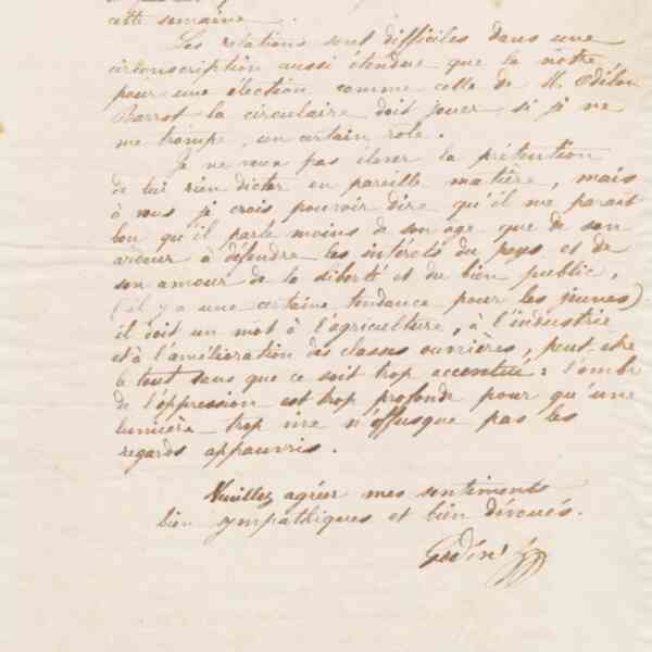 Jean-Baptiste André Godin à Jules Favre, 5 mars 1867