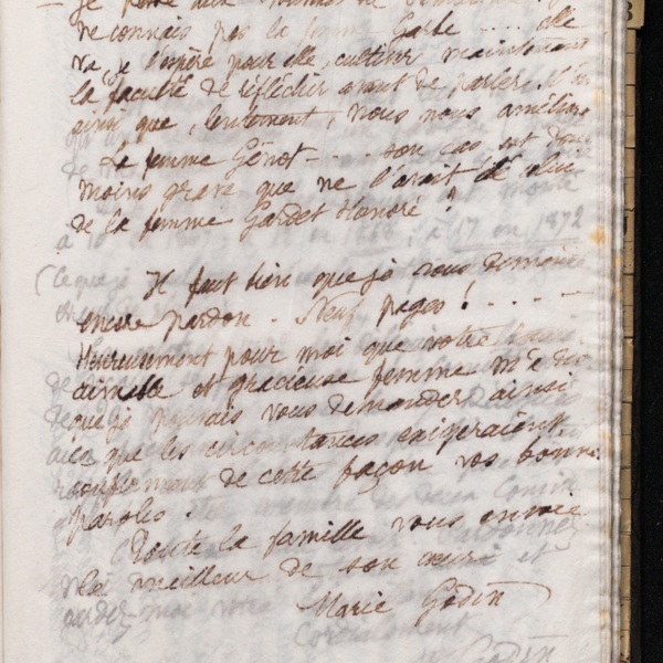 Marie Moret à Antoine Piponnier, 26 novembre 1896