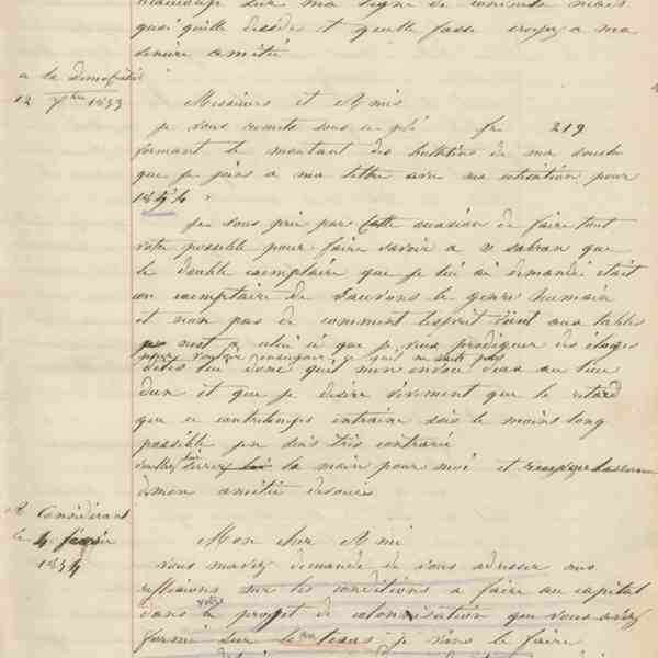 Jean-Baptiste André Godin à Victor Considerant, 11 décembre 1853