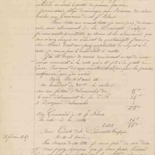 Jean-Baptiste André Godin aux gérants de La Démocratie pacifique, 20 décembre 1846