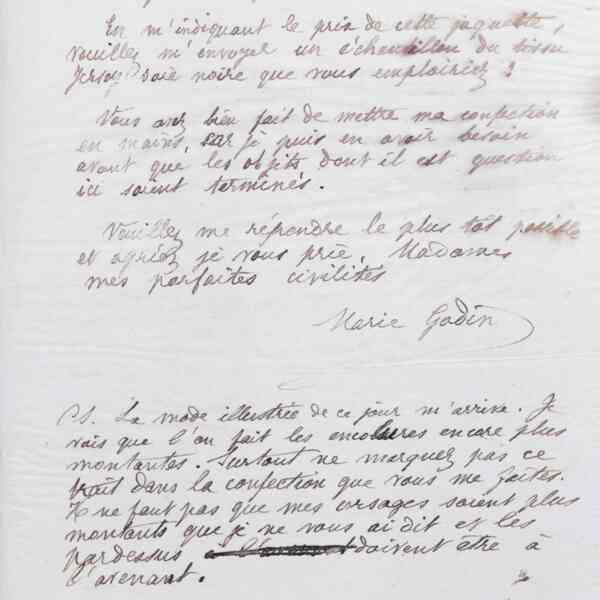 Marie Moret à madame Coussinet, 8 avril 1887