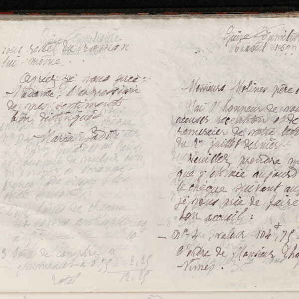 Marie Moret à madame veuve Laporte, 6 août 1897