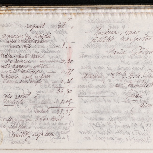 Marie Moret à Émile Acker, 16 août 1896