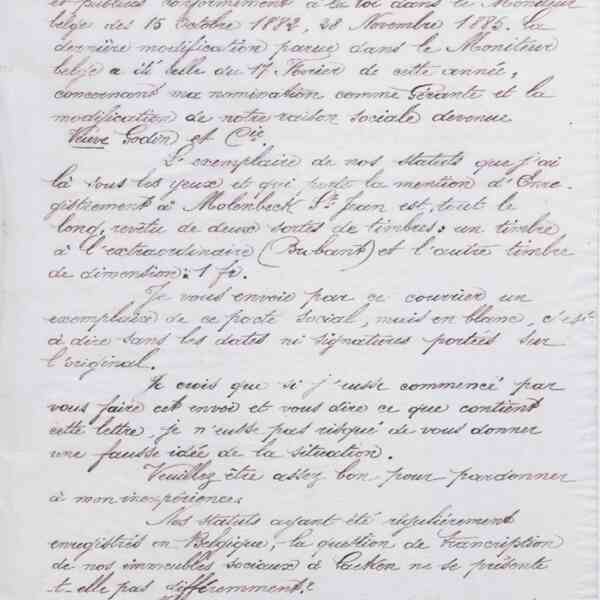 Marie Moret à Adolphe Demeur, 1er mars 1888