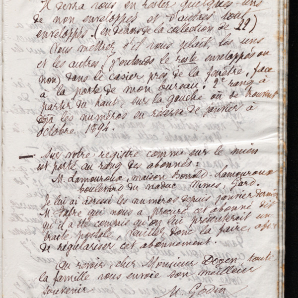 Marie Moret à Pierre-Alphonse Doyen, 15 novembre 1894