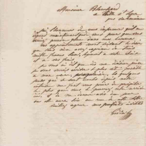Jean-Baptiste André Godin à monsieur O. Blanchard, 10 janvier 1861