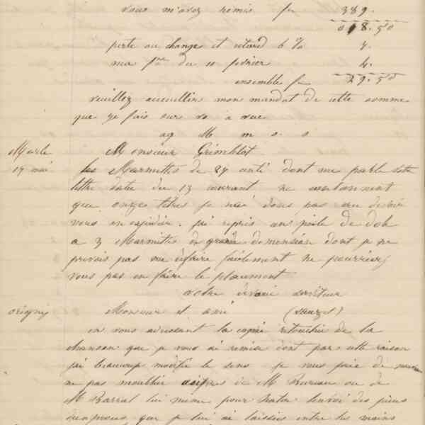 Jean-Baptiste André Godin à monsieur Vermond, 12 mai 1848