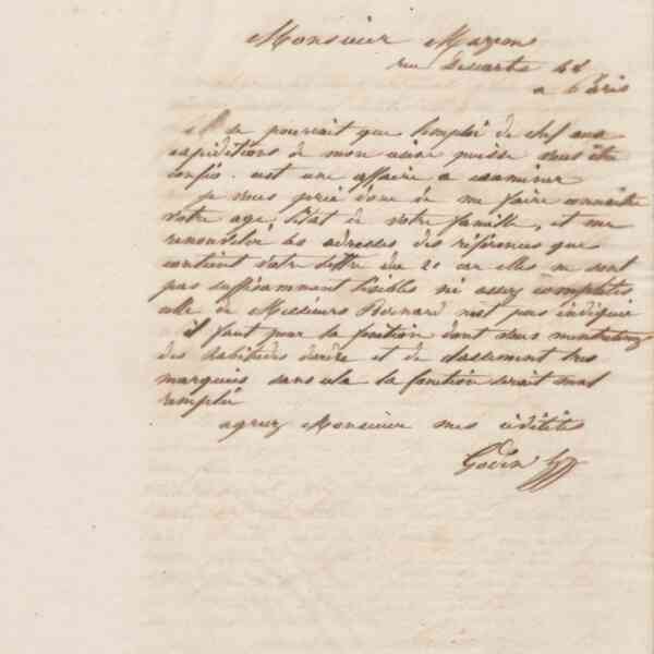 Jean-Baptiste André Godin à monsieur Mazene, 29 août 1861