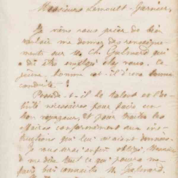 Jean-Baptiste André Godin à monsieur Lemoult-Garnier, 26 novembre 1872