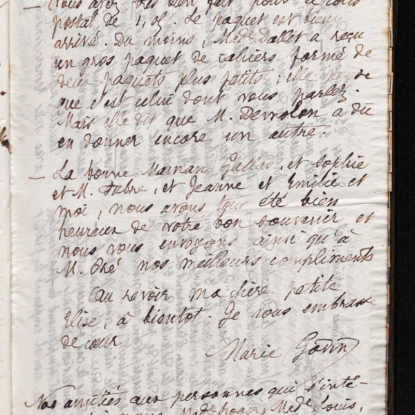 Marie Moret à Élise Pré, 27 avril 1895