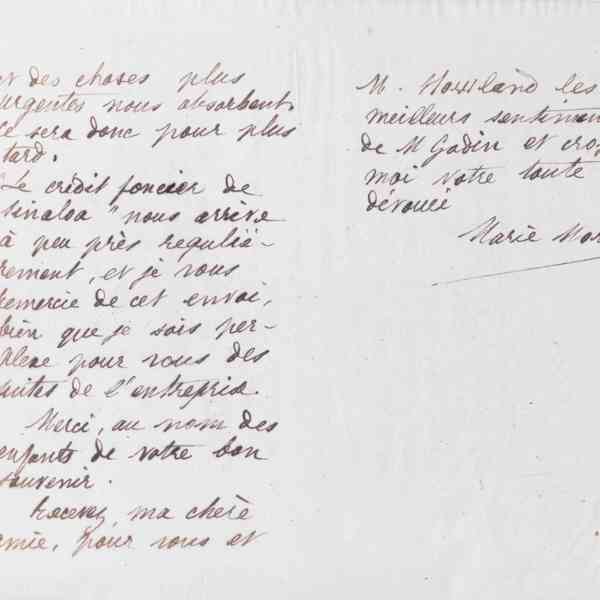 Marie Moret à Marie Howland, 20 août 1885