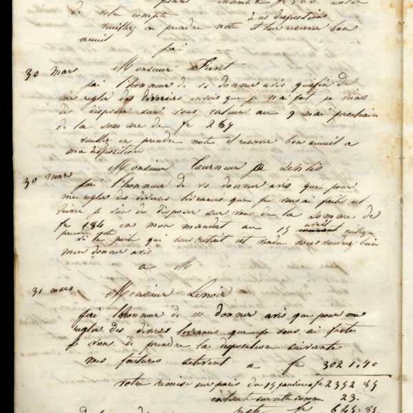 Jean-Baptiste André Godin à monsieur Fiévet, 30 mars [1846]