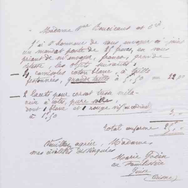 Marie Moret à Veuve Boucicaut et Cie, 14 septembre 1887