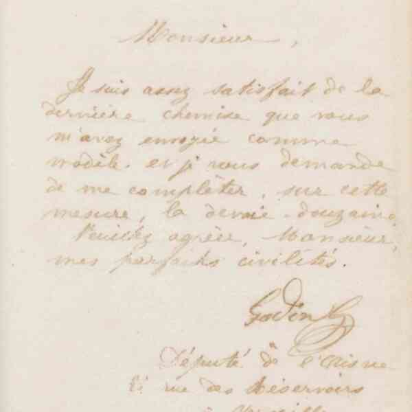 Jean-Baptiste André Godin à La Chemiserie spéciale, 10 mai 1872
