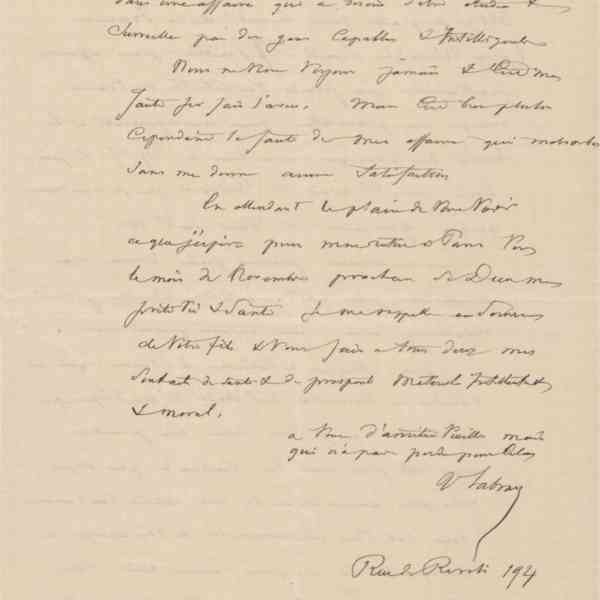 Véran Sabran à Jean-Baptiste André Godin, 24 juillet 1874