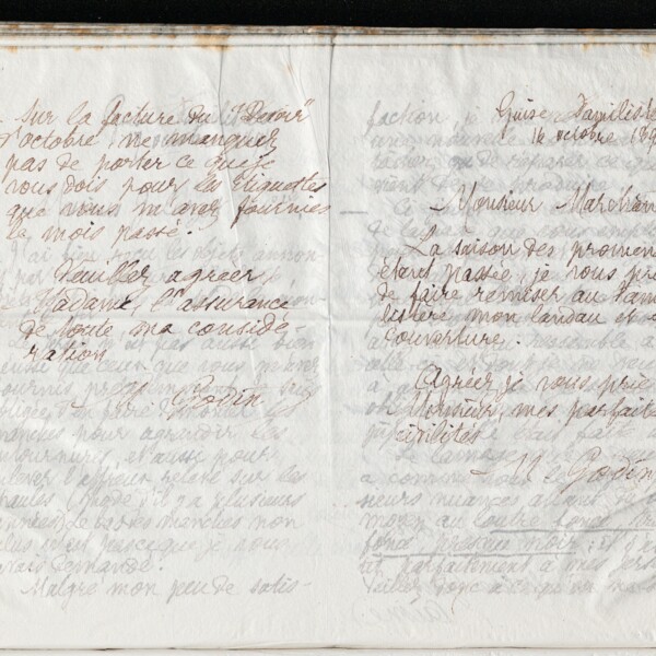 Marie Moret à madame Veuve Laporte, 16 octobre 1894
