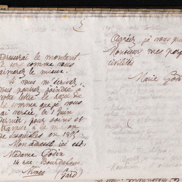 Marie Moret à Émile Venet-Baudeville, 20 novembre 1896