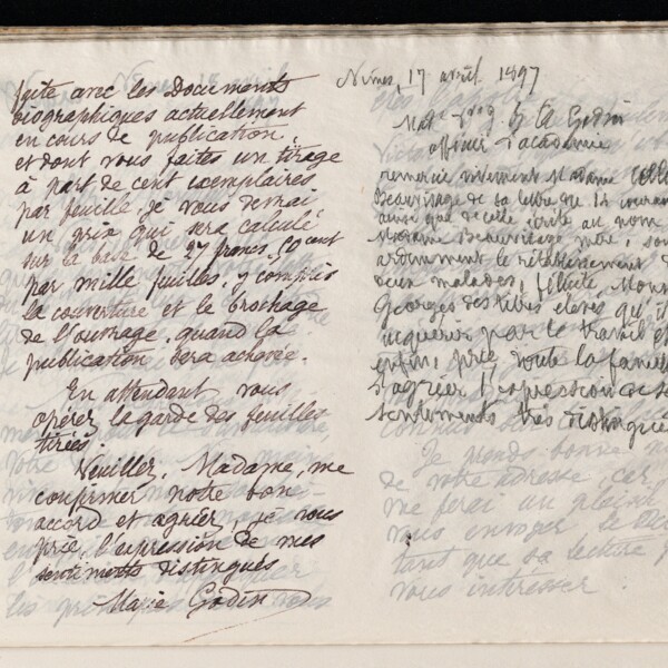 Marie Moret à madame veuve Laporte, 20 avril 1897