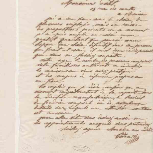 Jean-Baptiste André Godin à monsieur Potel, 10 octobre 1861