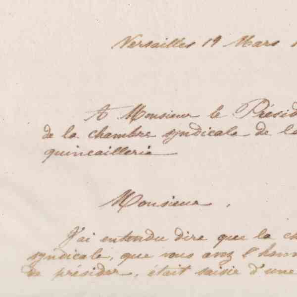 Jean-Baptiste André Godin au président de la Chambre syndicale de la quincaillerie, 12 mars 1873