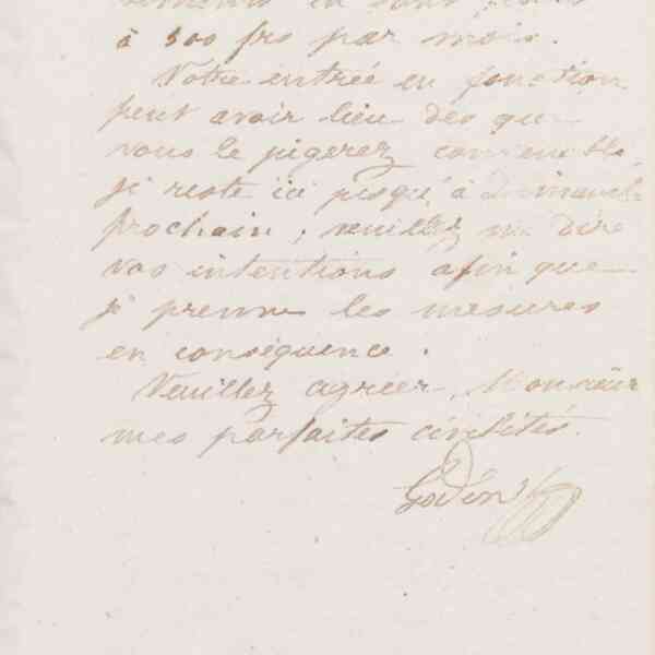 Jean-Baptiste André Godin à monsieur Charpentier, 15 février 1874
