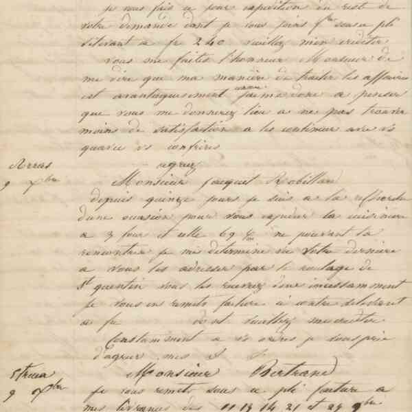 Jean-Baptiste André Godin à monsieur Decroix, 9 décembre 1846