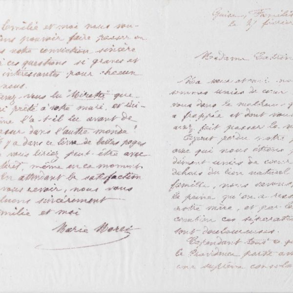 Marie Moret à madame Catrin, 27 février 1877