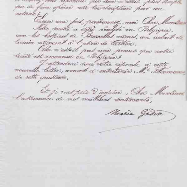 Marie Moret à Adolphe Demeur, 1er mars 1888