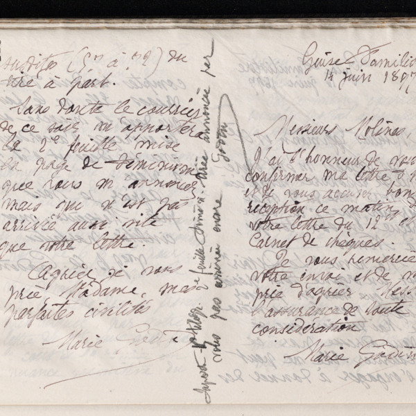 Marie Moret à madame veuve Laporte, 14 juin 1897