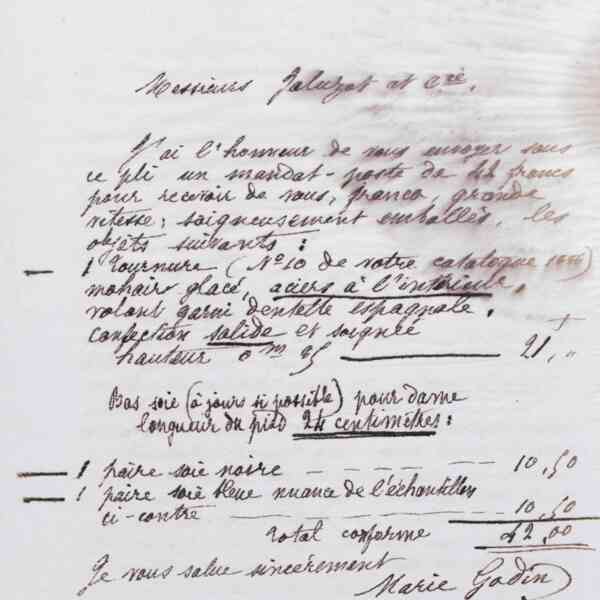 Marie Moret à Jaluzot et Cie, 29 avril 1887