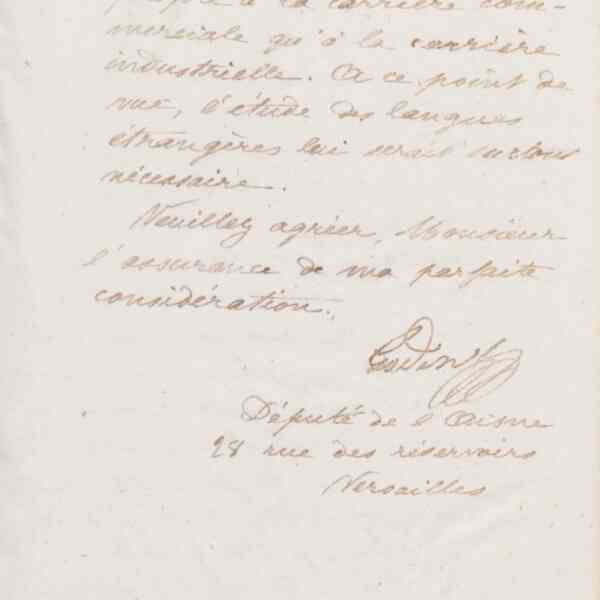 Jean-Baptiste André Godin à monsieur J. Aiga, 28 février 1874