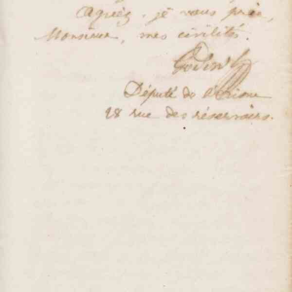 Jean-Baptiste André Godin à monsieur Bugnot, 26 novembre 1872