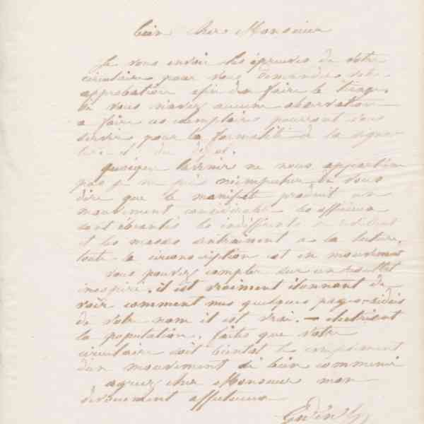 Jean-Baptiste André Godin à Jules Favre, 30 avril 1869