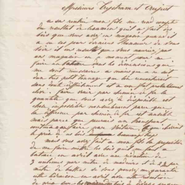 Jean-Baptiste André Godin à Trystram et Crujeot, 24 janvier 1863