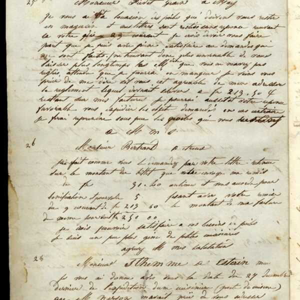 Jean-Baptiste André Godin à monsieur Fiévet-Grain, 25 octobre [1845]