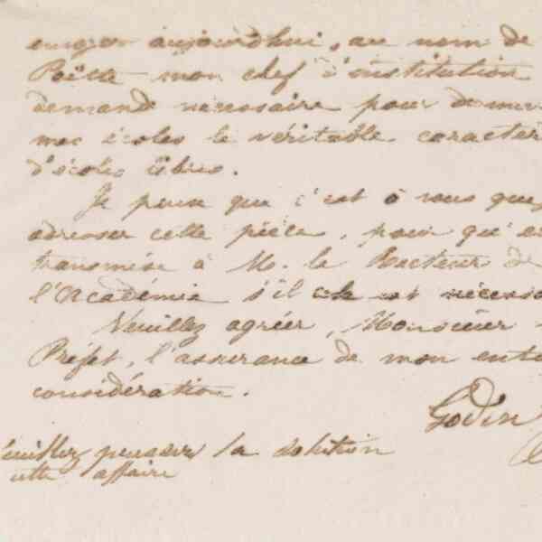 Jean-Baptiste André Godin au préfet de l'Aisne, 25 janvier 1873