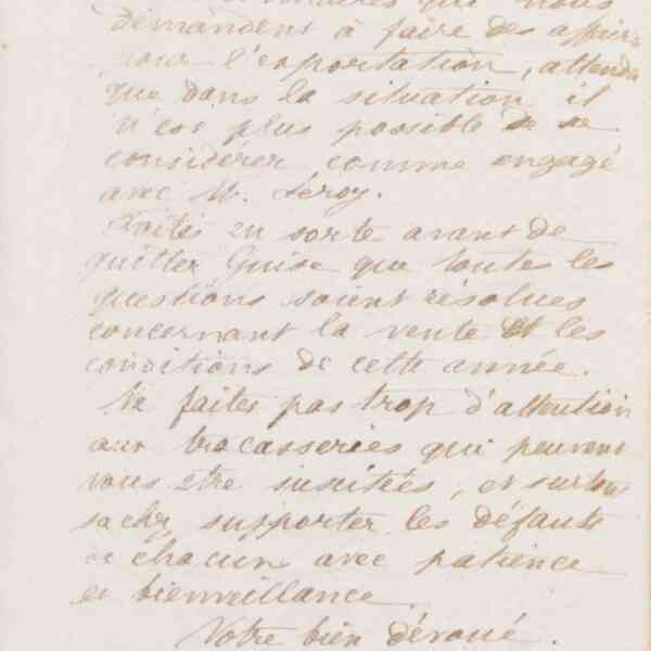 Jean-Baptiste André Godin à monsieur Delaruelle, 21 janvier 1874